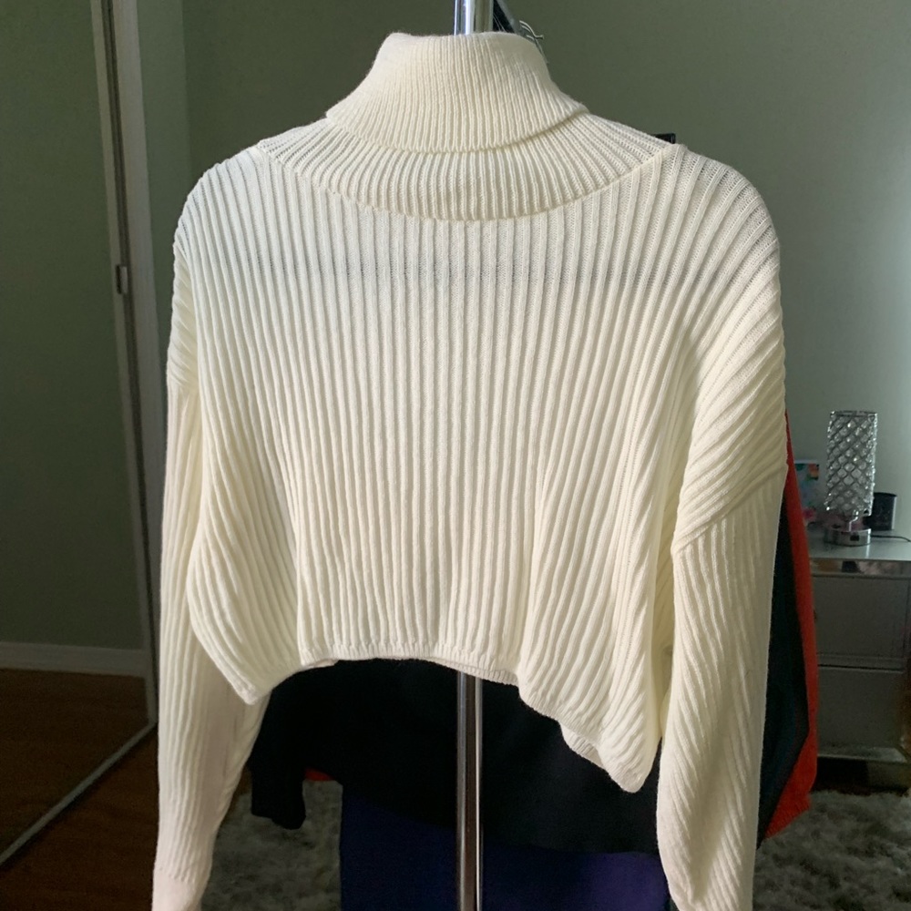 Creme cropped turtleneck